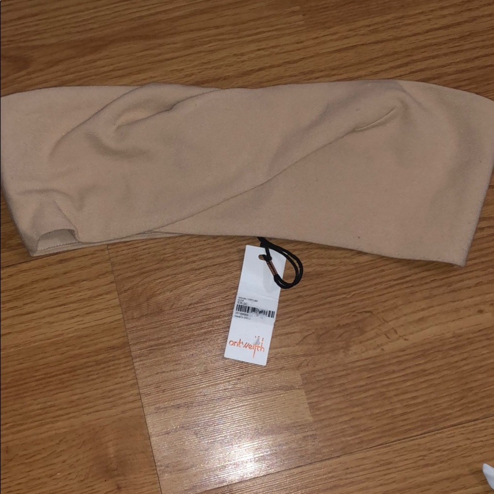 Tan Bandeau Zip Up Top